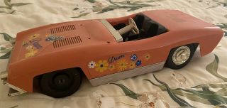 Vintage 1970s Topper Dawn Doll Pink Convertible Car With Flower Decals