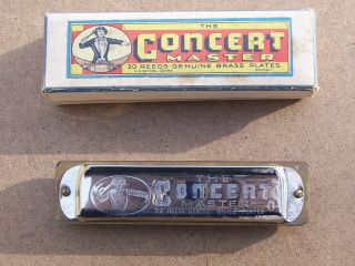 Rare Seydel Sohne " The Concert Master " Harmonica With Case Key G 10 - Hole Germany