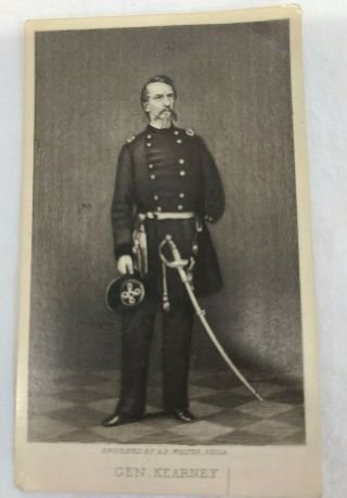 Antique Civil War Major General Philip Kearny Union Army Orig.  Cdv Marked