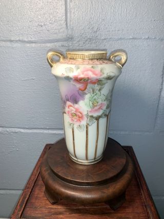 Antique Imperial Nippon Hand Painted Gold Floral Vase Authentic