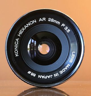 Konica Hexanon Ar 28mm F/3.  5 Wide Angle Lens (rare F/22 Version)