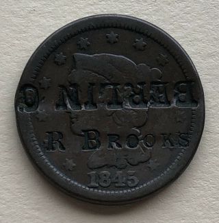 1845 Large Cent Counter - Marked R.  Brooks/berlin O,  Rare,  Km 67