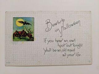 " Beware On Halloween " Antique C.  1907 Unposted Postcard In