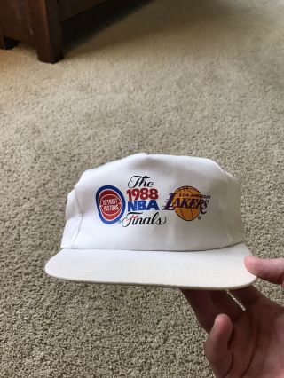 Vintage Los Angeles Lakers Detroit Pistons 1988 Nba Champions White Hat Rare