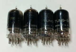 (4) Tung - Sol Made 12au7 Rare Black Glass Twin Triode Audio Tubes