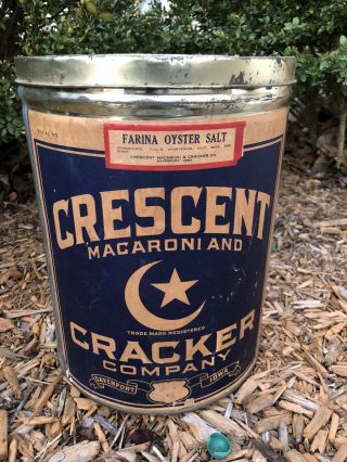 Rare Crescent Macaroni & Cracker Tin Can 30 Lb Davenport Ia Anamosa Poultry Iowa
