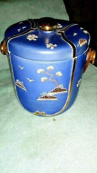 Antique Japanese - Hand Painted Ice Bucket Or Cookie Jar