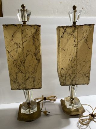 Vintage Mid Century Modern Table Lamps Rare Pair With Shades Mcm