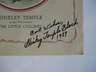 SHIRLEY TEMPLE - Rare AUTOGRAPHED 1935 SHEET MUSIC - HAND SIGNED by TEMPLE BLACK 2