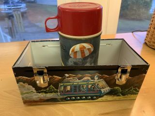 Rare 1967 Lost In Space Tv Show Metal Lunch Box Base & Red Top Thermos