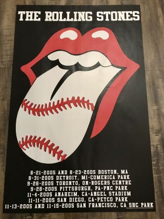 2005 Tour The Rolling Stones Baseball Parks Poster Rare Tongue & Lips