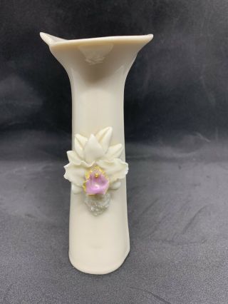 Dorothy Okumoto Porcelain Hawaii Rare Pink Orchid 6” Vase Signed