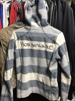 Horseware Ireland Whitney Stripes Grey Fleece Zip Jacket Rare Hard To Find