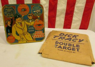 1941 Louis Marx Co.  Dick Tracy Target Metal Tin Litho Rare Double Sided Game