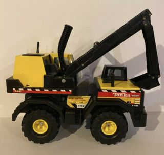 1999 Tonka Mighty 748 Big Yellow Toy Excavator Backhoe Metal Truck RARE Exc Cond 3