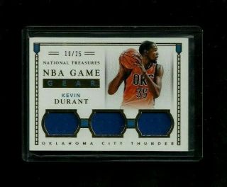 Kevin Durant National Treasures Nba Game Gear Gold 3x Jersey /25 Rare Warriors
