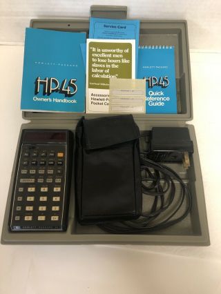 Hewlett Packard 1973 Hp - 45 Calculator,  Cases,  Ac Cord,  Manuals Ibm Rare