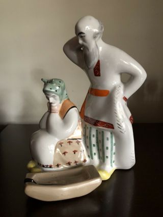 Rare Soviet Union Porcelain Figurine Couple With The Broken Bath Tub Polonne