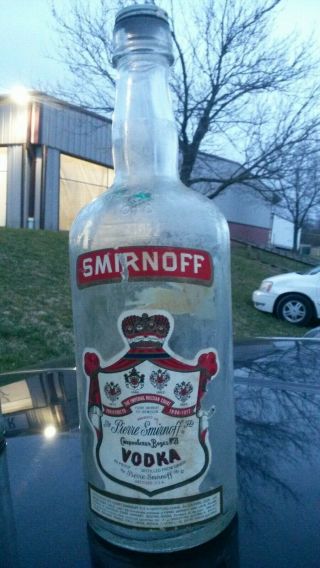 Large Vtg Smirnoff Vodka Bottle.  1 Gallon 18 " With Dispenser (rare)