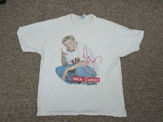 Rare Vintage 90s Authentic Backstreet Boys Nick Carter T - Shirt White Adult Xl