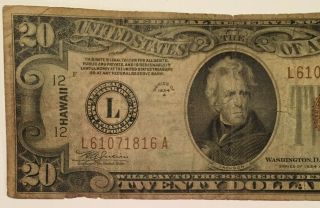 1934 - A $20 HAWAII Twenty Dollar Bill Federal Reserve Note 1934 A WoW RARE 2