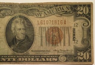 1934 - A $20 HAWAII Twenty Dollar Bill Federal Reserve Note 1934 A WoW RARE 3