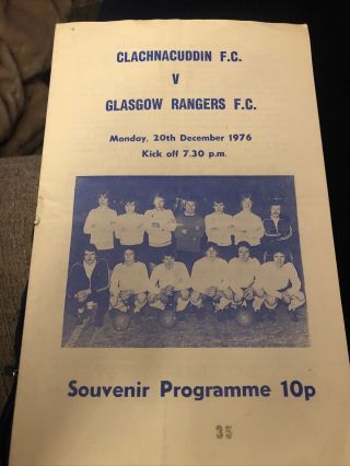 Clachnacuddin V Rangers Match Programme Rare Inverness 20/12/76 1976