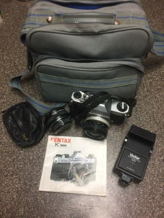 Rare Made In Japan Pentax K1000 35mm Slr Film Camera W/28mm Lens,  More