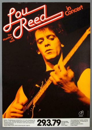 Lou Reed - Rare Vintage Hamburg 1979 The Bells Concert Tour Poster