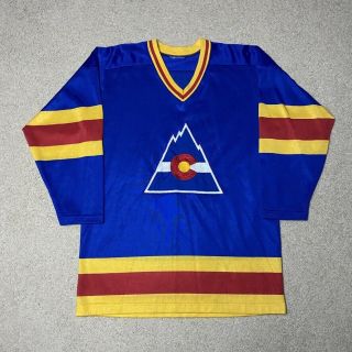Vintage Colorado Rockies Hockey Jersey Sandow Sportknit Blue Rare 77 - 82 Small