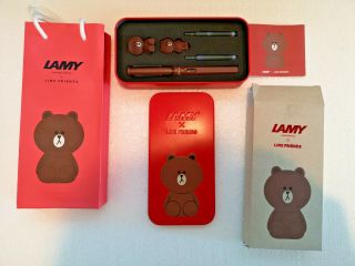 Rare Korea Line Friends Lamy Brown In The Red Fountain Pen Limited Edition Gift