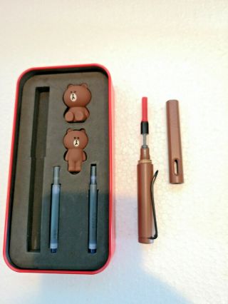 RARE Korea LINE Friends LAMY Brown in the Red Fountain Pen Limited Edition Gift 2