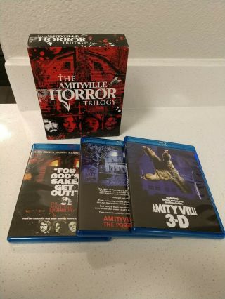 The Amityville Horror Trilogy (blu - Ray 2013,  3 - Disc Set) Scream Factory Oop Rare