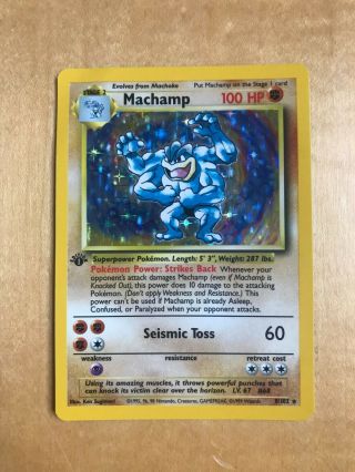 Pokemon Cards: Base Set: 1st Edition Rare Holo: Machamp: 8/102