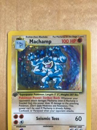 Pokemon Cards: Base Set: 1st Edition Rare Holo: Machamp: 8/102 2