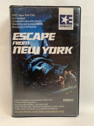 Escape From York Rare Embassy Video Beta Not Vhs Australian Video Tape