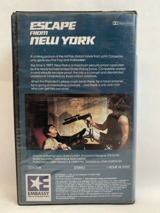 ESCAPE FROM YORK rare Embassy Video Beta not VHS Australian video tape 3