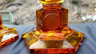 Rare Amber Fostoria Coin Glass Candlestick 8/ 
