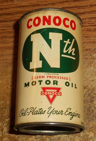 Vintage Conoco Nth Motor Oil Can Coin Bank/very Rare