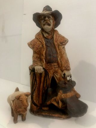 Foxhill Figurine Swagman And Dog With Swag & Saddle Rare Collectible Post