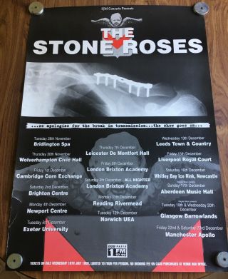 Rare Stone Roses Uk Large Tour Poster 1995 84cm By 60cm
