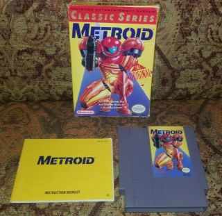 Metroid (nes,  1987) Rare Collectors Item Yellow Label,  And Box Art