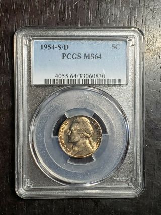 Rare 1954 S/d Jefferson Nickel Pcgs Graded Ms 64 - Us Coins