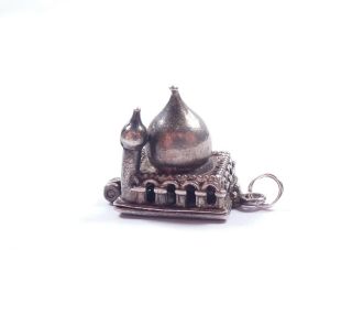 Rare Vintage Silver Chim Charm Mosque Opens To Man Praying 925 Sterling 6grams