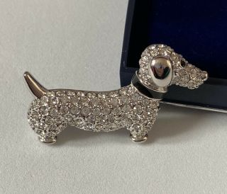Rare Vintage Attwood & Sawyer Signed A&s Dachshund Sausage Dog Brooch Pin