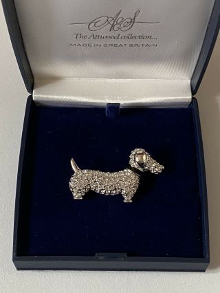 RARE Vintage Attwood & Sawyer Signed A&S Dachshund Sausage Dog Brooch Pin 2
