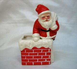 Rare Santa Coming Out Of Chimney Vintage Planter Made In Japan