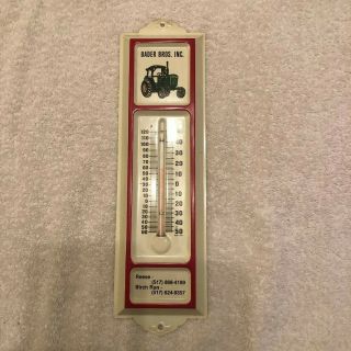 Vintage Rare Bader Bros.  John Deere Advertising Thermometer