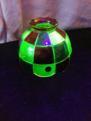 Westmoreland - Rare - Handpainted Uranium Glass Shade For Electric Lamp