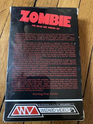 Zombie BETA Rare Horror Zombi Lucio Fulci NOT VHS Wizard Video 2